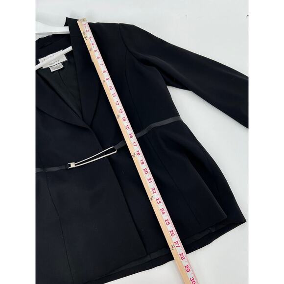 Mary McFadden Vintage Blazer Womens 12 Black Button Silver Clasp Closure Jacket - Picture 14 of 16